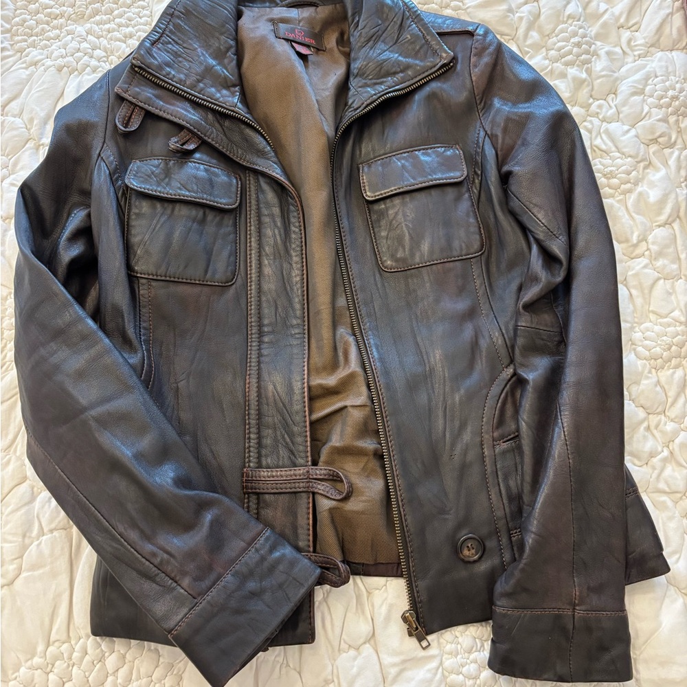 Danier Dark Brown Leather Military Jacket